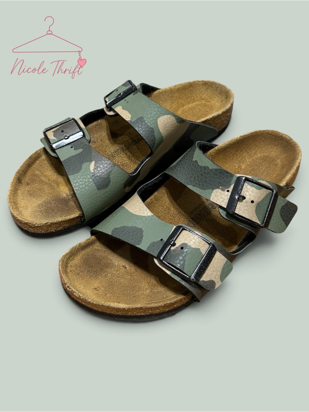 Birkenstock Kids Camo Double-Strap Sandals - Green & Tan